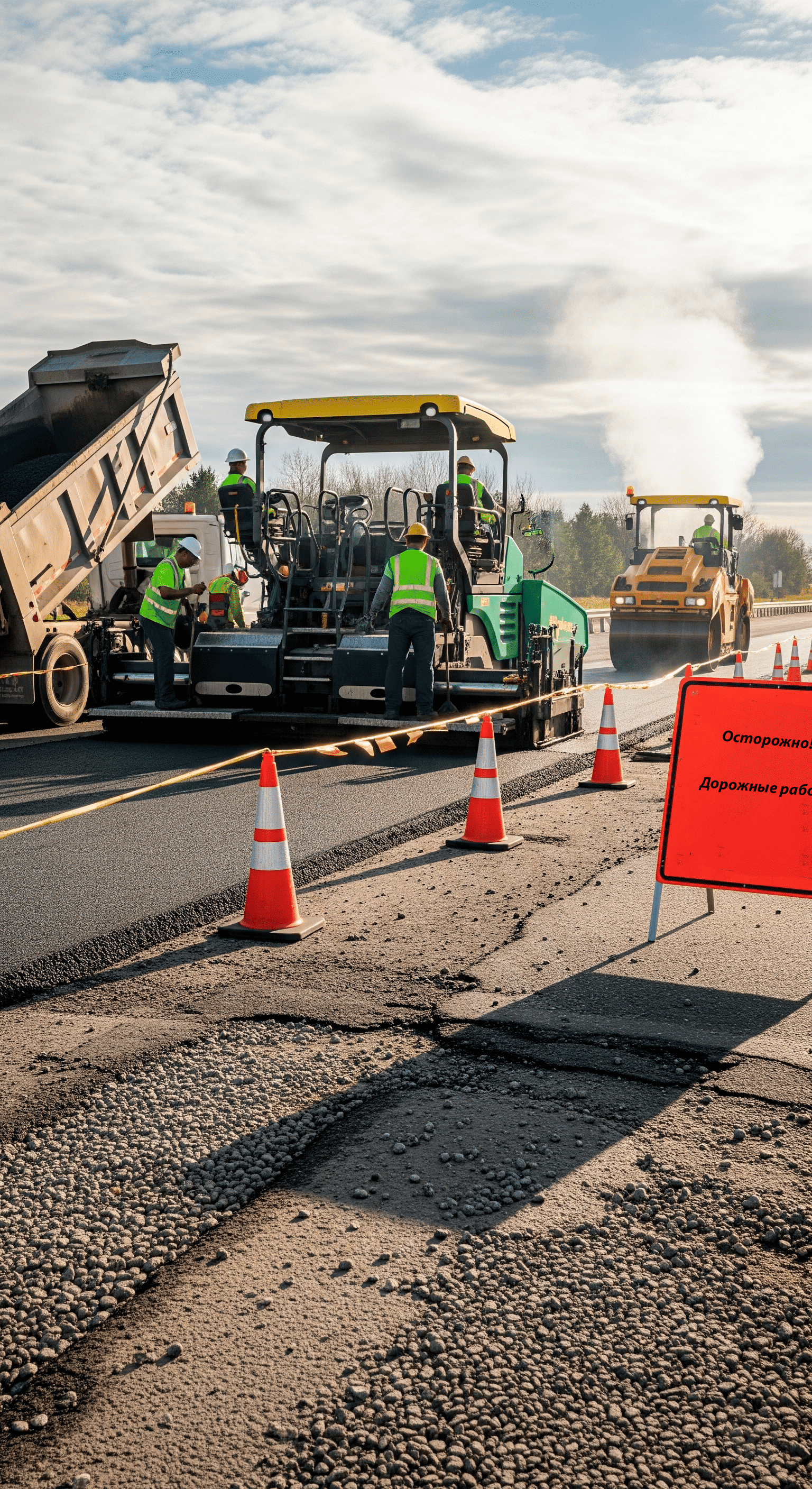 Дорожные работы, Асфальтирование